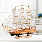 50cm木质帆船模型生日礼物家装饰品地中海摆件手工艺品船一帆风顺