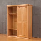 现代简约中式榉木两门衣柜推拉趟门衣橱卧室组装成人储物实木衣柜