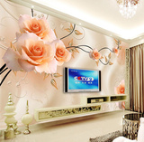 电视背景墙壁纸 墙布 壁画无纺布3d立体现代 客厅卧室 温馨玫瑰花