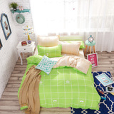 韩版床上用品格子纯色被套1.5m学生宿舍寝室单人床单三件套1.2M