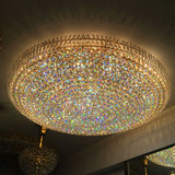 8731金色简约单层客厅大功率LED贴片水晶圆形吸顶灯直径1.2-1.5米