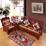 加厚冬季实木沙发坐垫带靠背 红木沙发垫三人组合长椅垫 座垫防滑