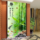 3D立体玄关走廊过道竹子客厅竖版大型壁画背景墙纸壁纸九鱼图富贵