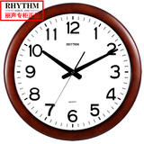 丽声RHYTHM正品挂钟CMG919欧式复古16英寸实木圆形玻璃客厅挂钟