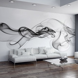大型时尚墙纸个性壁画无缝墙布 抽象简约现代黑白电视背景墙壁纸