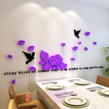 大型3D立体墙贴纸客厅沙发电视背景墙卧室创意贴画清新花藤爱情鸟