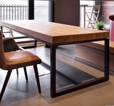 北欧实木铁艺餐桌书桌电脑桌loft办公桌酒吧桌会议桌复古洽谈桌