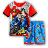 夏季款男童复仇者联盟超人蝙蝠侠英雄卡通睡衣儿童家居服短袖套装