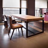 美式工作台大班台实木桌子铁艺餐桌长方形简约书桌办公桌组装