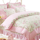 床上用品四件套床单被子被套1.8米1.5m床韩式公主风双人梦幻粉色