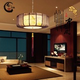 新中式吊灯复古茶楼客厅卧室书房酒店餐厅仿古手绘羊皮布艺灯具
