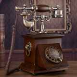特价老式实木旋转盘电话机仿古复古拨号电话中式古董家用座机包邮