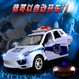儿童110警车模型玩具小汽车电动万向4四开门灯光音乐越野警察车