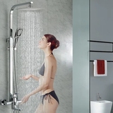 洁克仕卫浴全铜淋浴花洒套装挂墙式带升降浴室增压明装大淋浴套装