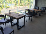 loft美式榆木餐桌椅子组合创意现代简约家具酒吧快餐咖啡厅桌椅