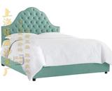 美式乡村布艺双人床法式拉扣高背方床北欧简约1.5米1.8米软包婚床