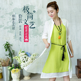 棉麻连衣裙两件套长裙修身女夏季中国民族风文艺范宽松中长款套装