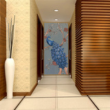 梵高 欧式玄关孔雀墙纸壁画 手绘宫廷3D立体走廊过道电视机背景墙