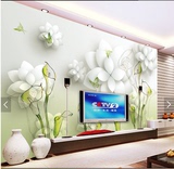 新款现代简约3D立体电视背景墙纸客厅无缝墙布壁画手绘马蹄莲壁纸
