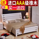 白色全实木床1.5米高箱中式橡木床1.8米双人储物婚床1.2米单人床