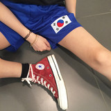 韩国原宿风ulzzang国旗贴布个性刺绣宽松运动短裤 休闲百搭运动裤