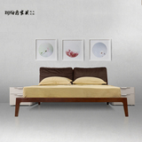现代新款简约北欧宜家白橡木实木床1.8米小户型卧室家具布艺床软