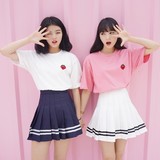 韩国ulzzang夏季新款女装韩版宽松可爱草莓印花短袖T恤上衣学生