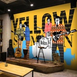 复古披头士歌手美式大型壁画酒吧KTV摇滚吉他舞蹈工作室墙纸壁纸
