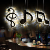 LED现代餐厅吧台个性音符水晶创意咖啡厅艺术酒吧变色过道吊灯具