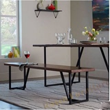 美式咖啡厅餐桌椅组合铁艺长方形餐桌椅小户型实木桌椅复古办公桌
