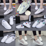 夏天镂空系带小白鞋女韩版透气运动鞋学生平底板鞋单鞋休闲跑步鞋