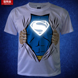DC漫画超人 蝙蝠侠 闪电侠 美国队长T恤荧光 超级英雄反光短袖T恤