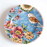 专柜正品陶瓷餐具 鸟语花香装饰盘西餐盘点心盘子创意个性釉下彩