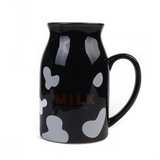 创意爱情咖啡酸奶杯马克陶瓷杯黑色450ML动物模具布高温果冻斯基