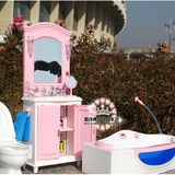 新芭比娃娃洗澡浴室浴缸 梳妆台 马桶套装礼盒 DIY过家家玩具