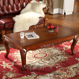 欧式新古典长茶几 美式实木雕花客厅沙发洽谈咖啡桌椅 方角几边几