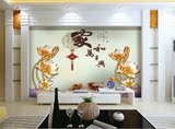 欧素3D壁画客厅卧室电视背景墙纸中式玉雕风格家和万事兴大型壁画