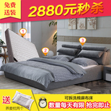 布艺床可拆洗双人床小户型现代简约储物气动软床布床婚床1.8米床