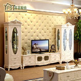 欧式电视柜酒柜组合白色储物柜简约现代客厅组合家具实木雕花地柜