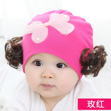 女宝宝帽子春秋季纯棉婴儿帽子新生儿帽子3-6-12个月小孩假发帽