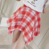 A哚啦2016夏装新款韩版学生格子衬衫半身裙百搭不规则短裙女7439