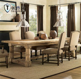美式复古餐桌松木餐桌，法国乡村风格家具，做旧工作台，画桌K9-7
