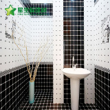 300450墙砖防滑地砖釉面砖厕所瓷片厨卫砖黑白格子磁砖卫生间瓷砖