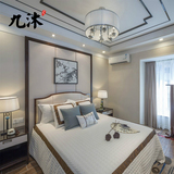 新中式家具 现代中式实木布艺双人床样板房卧室高端工厂直销现货