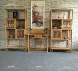 新中式老榆木家具免漆书架书柜实木展示架现代简约禅意会所茶叶架