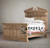 新款复古实木床欧式家具美式法式乡村风格双人床全松木雕花床c005