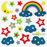 幼儿园墙面装饰布置材料小学黑板报金粉泡沫立体彩虹月亮星星墙贴