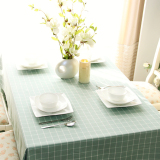 北欧宜家墨绿格子桌布布艺棉麻长方形地中海餐桌布茶几布书桌台布