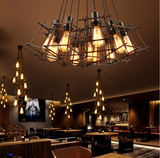 loft复古创意方形小吊灯鸟笼多头单头铁艺吊灯服装店餐厅酒吧吊灯