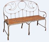 原单 法式优雅线条做旧铁+实木休闲双人椅 餐椅 怀旧风格